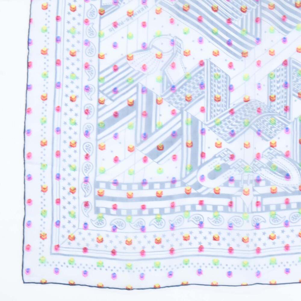 HERMES Blue Silk Scarf - Picture 4 of 7